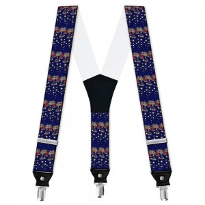 Bretele barbati personalizate, tematic Craciun, design Christmas Gold Star